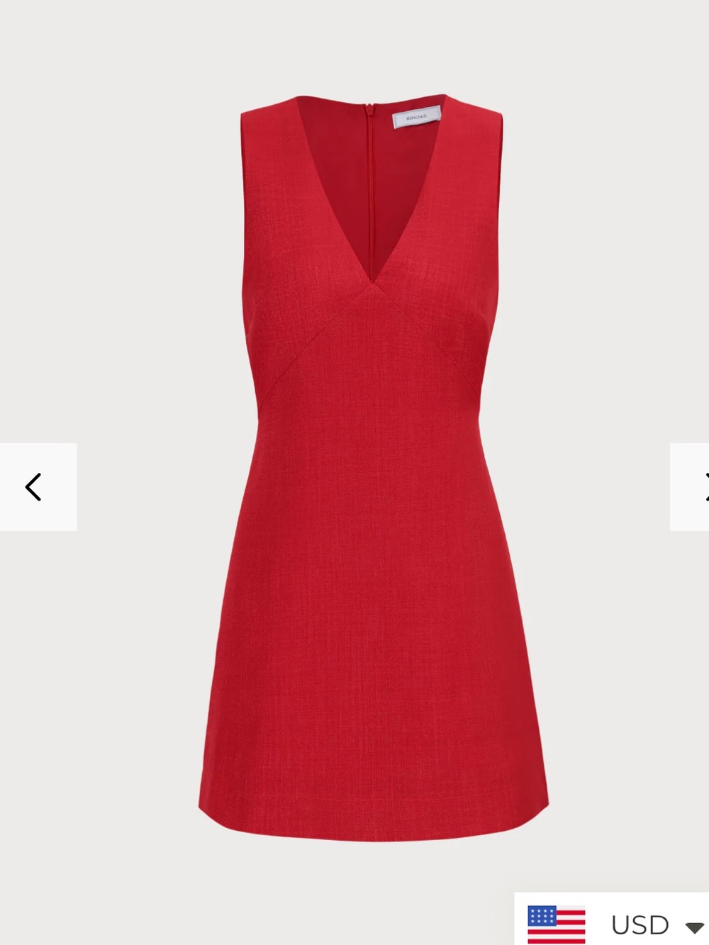 RIHOAS Red V-Neck Sleeveless linen mini Dress